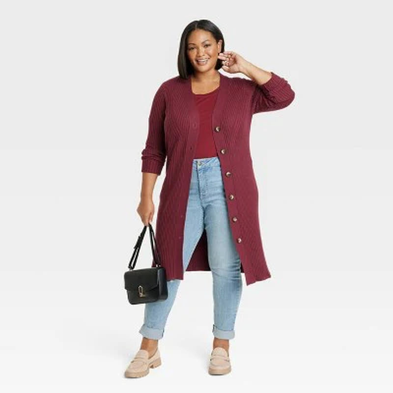 New - Women'S Rib Duster Cardigan - Ava & Viv