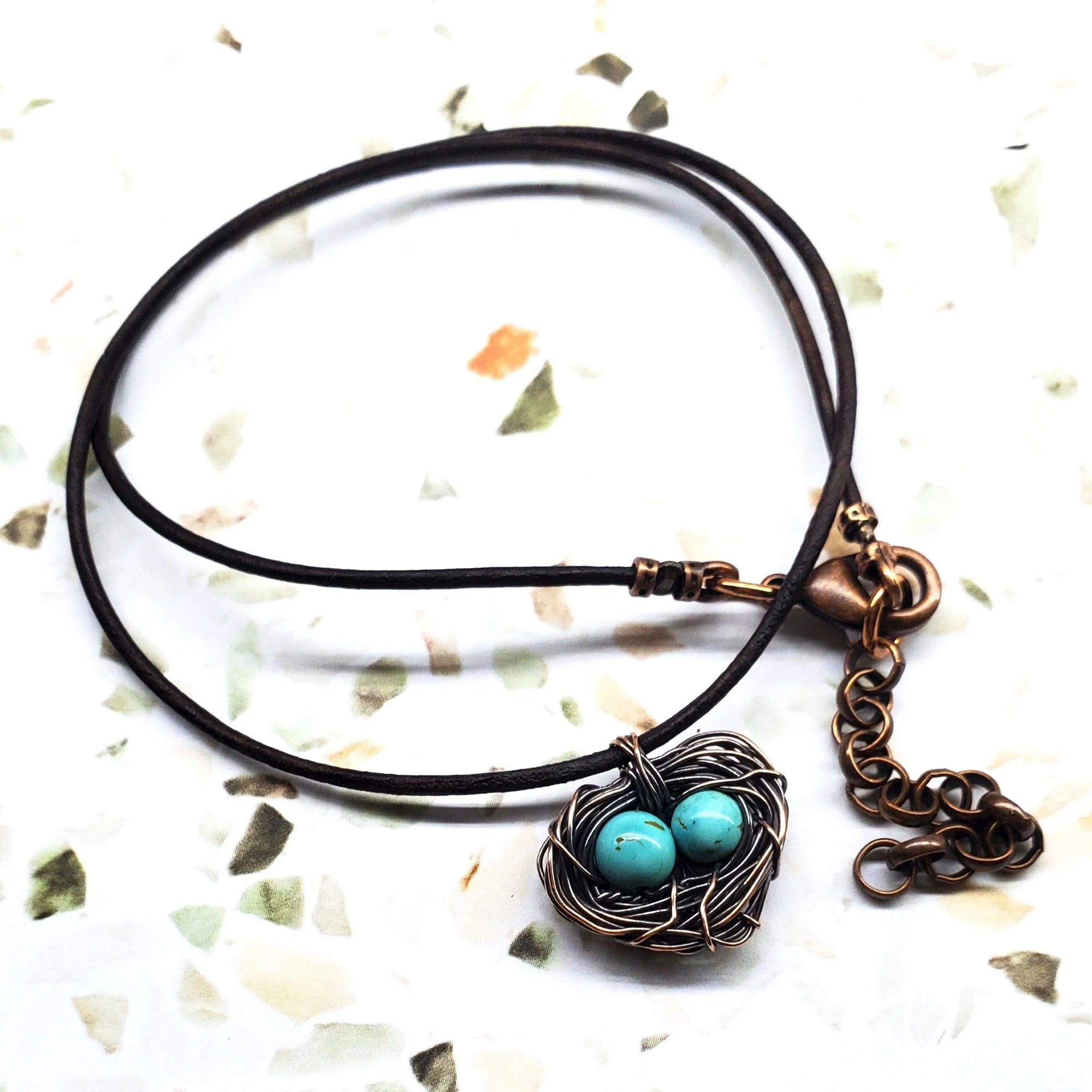 Copper Robin Nest Necklace with up to 5 Beads