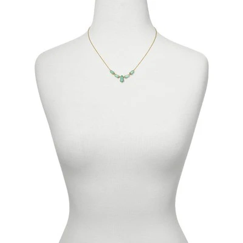 New - Kendra Scott June 14K Gold over Brass Amazonite Statement Necklace - Turquoise Green