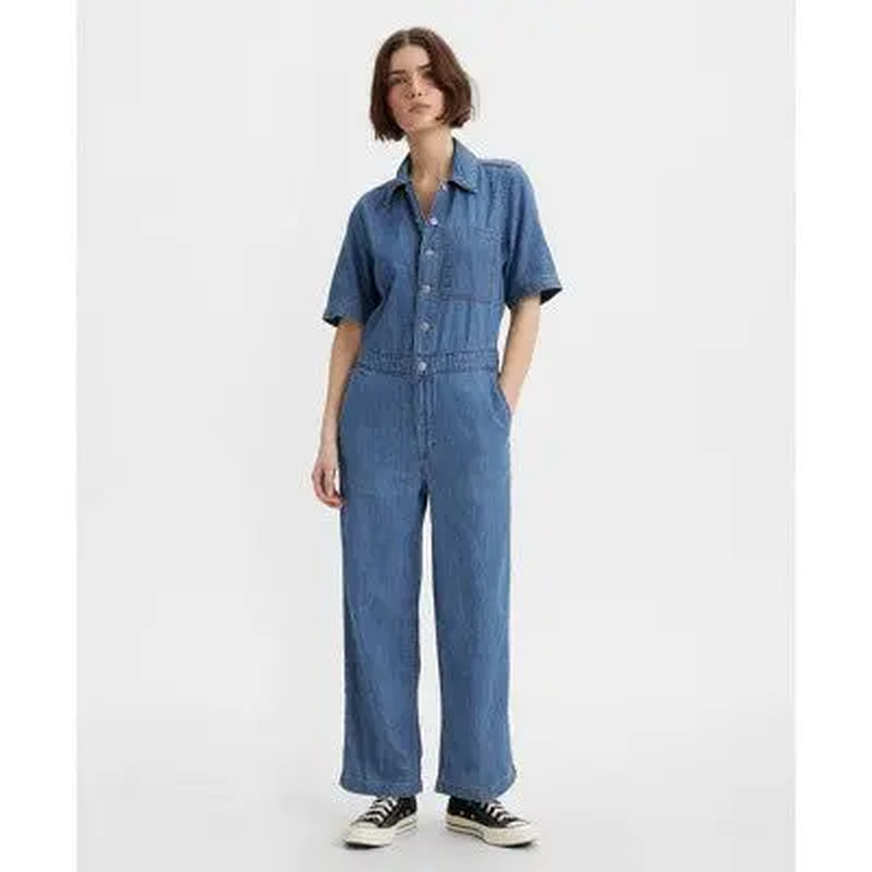 Levi'S Women'S Short Sleeve Heritage Jumpsuit, Button-Down Front, Straight Leg