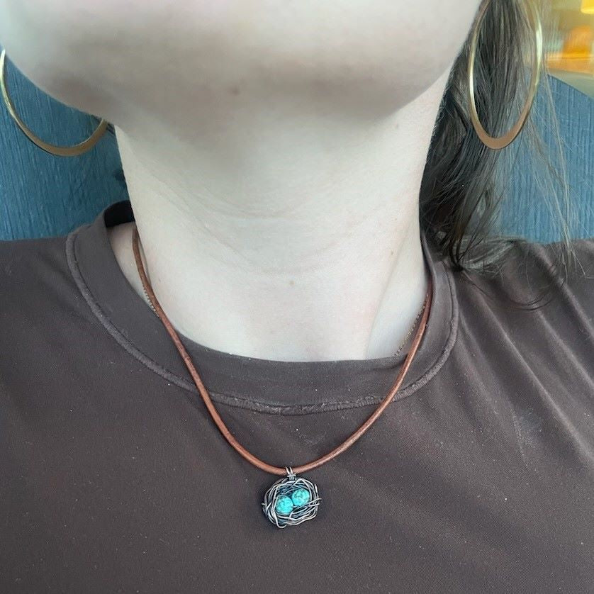 Copper Robin Nest Necklace with up to 5 Beads