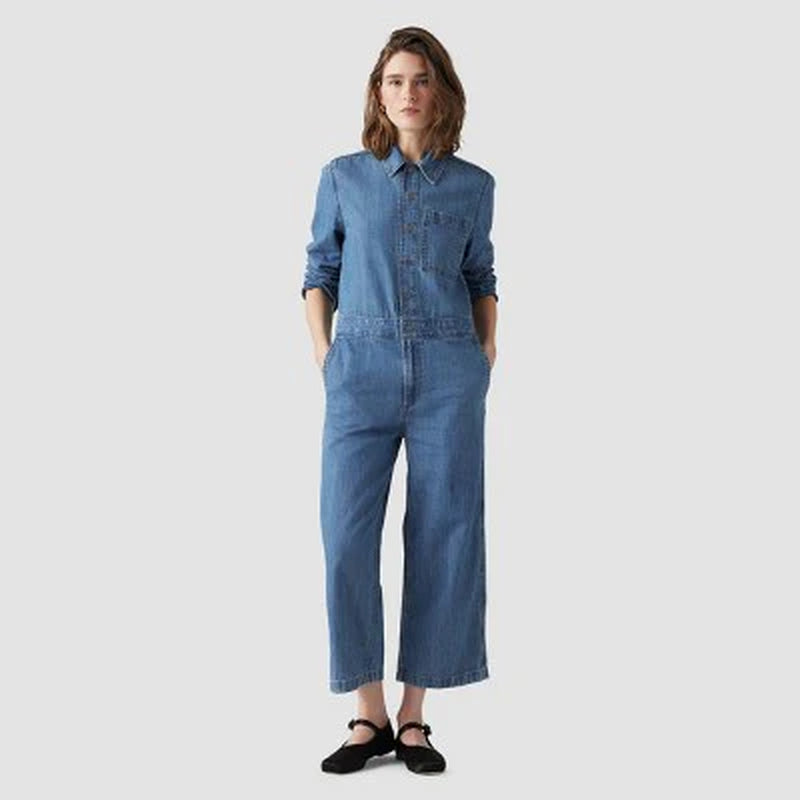 New - Levi'S Women'S Long Sleeve Heritage Jumpsuit - Playdate L