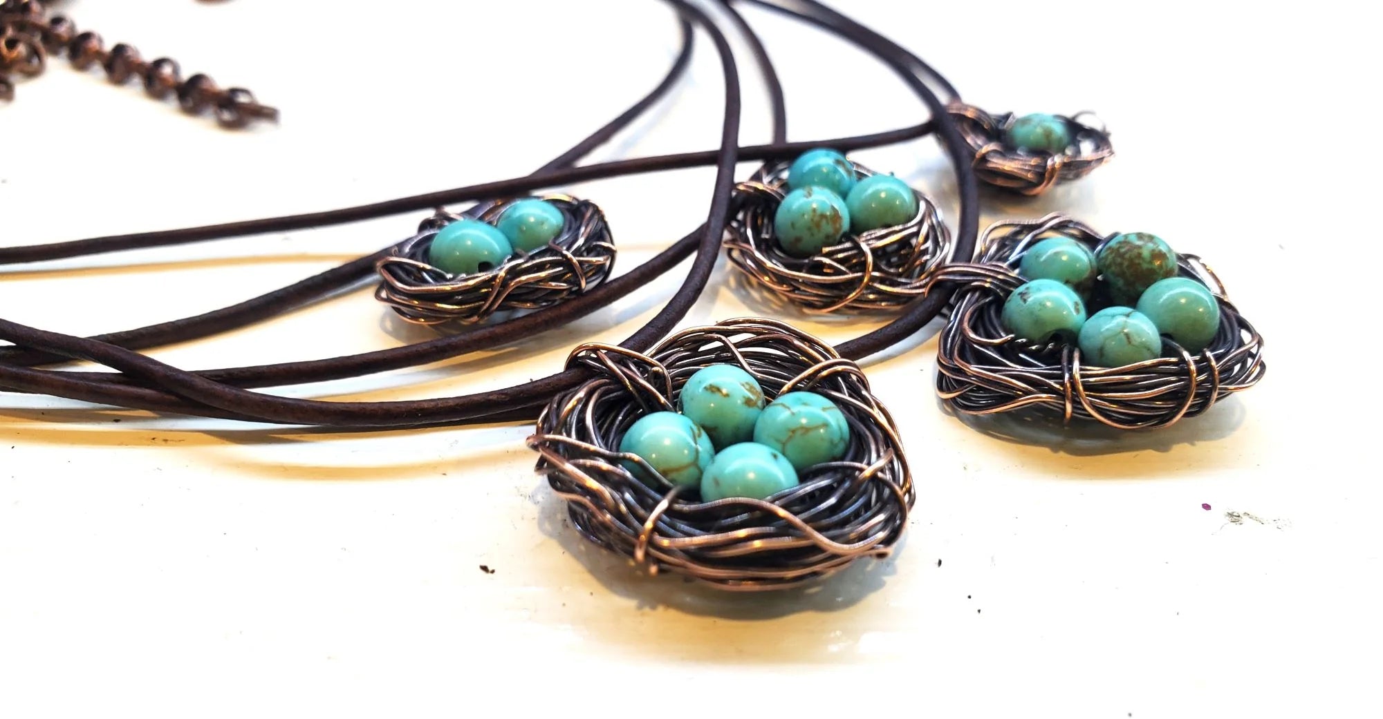 Copper Robin Nest Necklace with up to 5 Beads