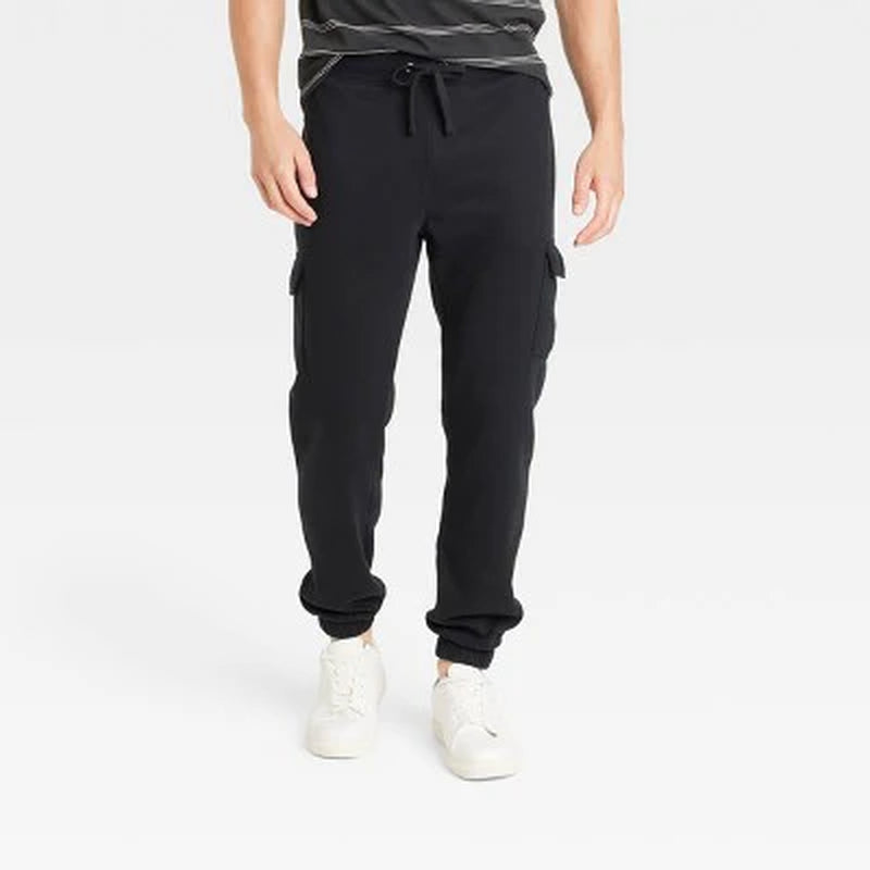 New - Men'S Ultra Soft Fleece Tapered Cargo Pants - Goodfellow & Co Black XS