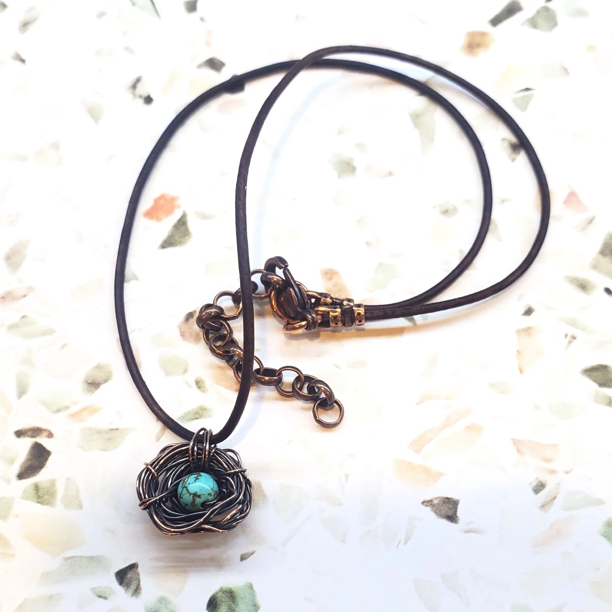 Copper Robin Nest Necklace with up to 5 Beads